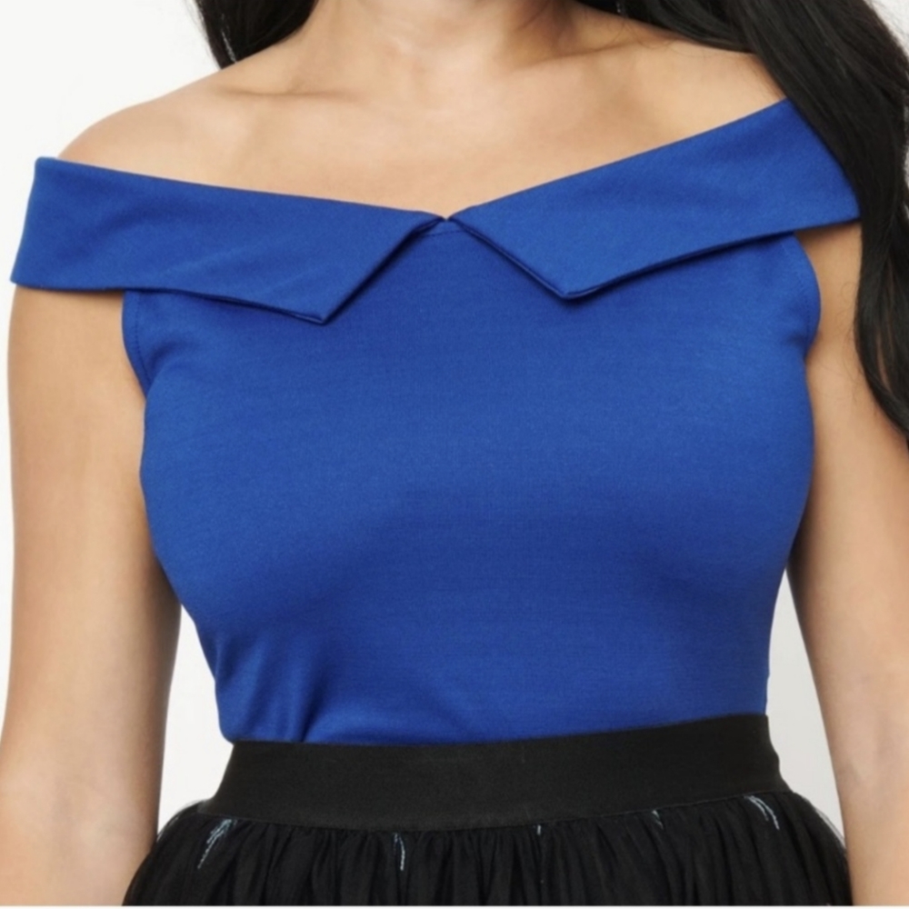 Unique Vintage Maraschino Top Blue XL/14 NWT
